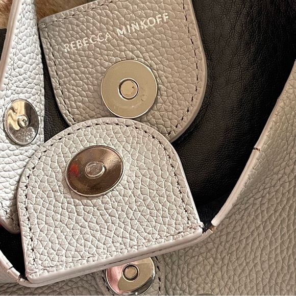 Rebecca Minkoff Megan Leather Boho Hobo Shoulder Bag In Perla Gray - Picture 13 of 16